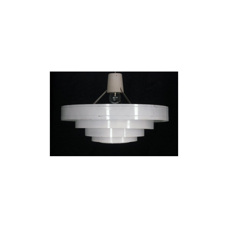 White lacquered metal pendant light - 1960s