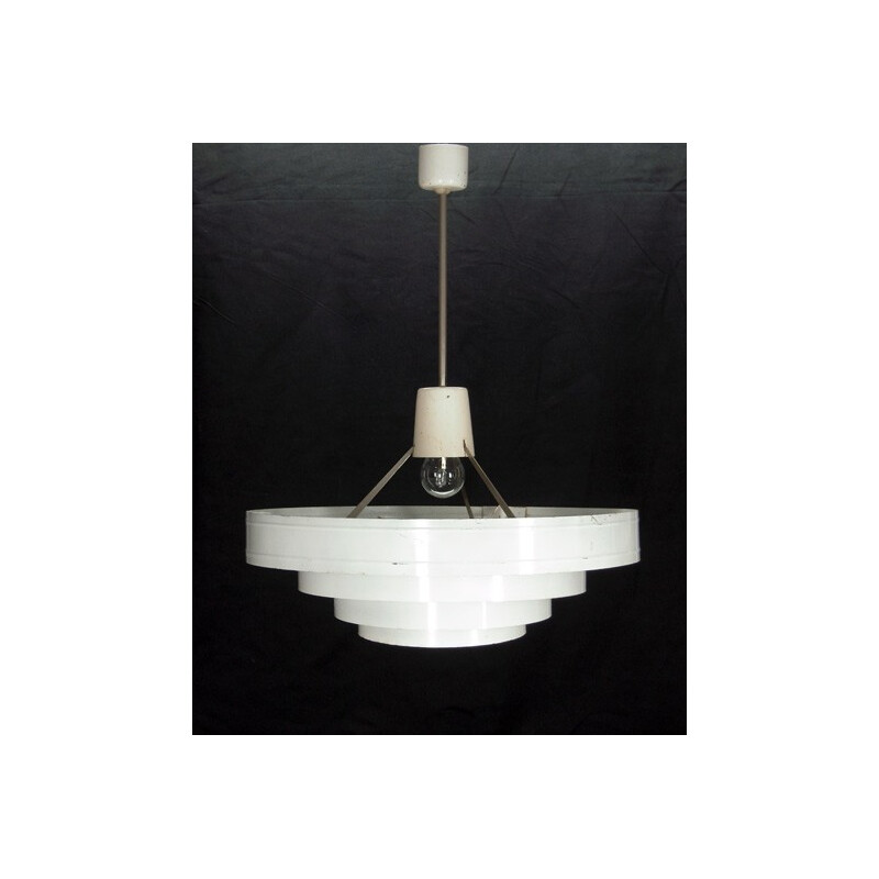 White lacquered metal pendant light - 1960s