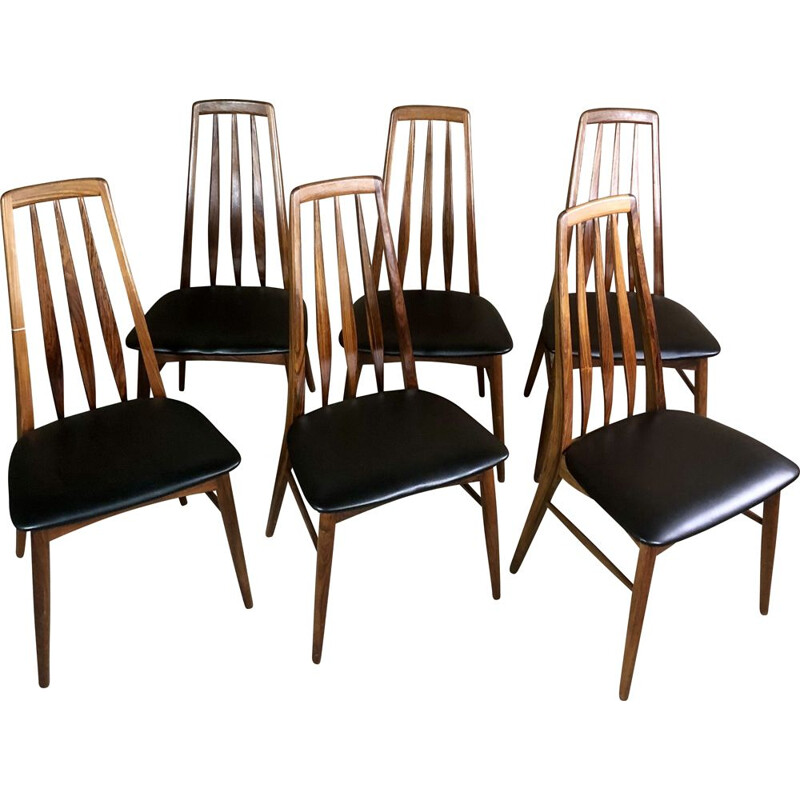 Lot de 6 chaises scandinaves vintage en palissandre par Niels Koefoed pour Koefoeds Mobelfabrik