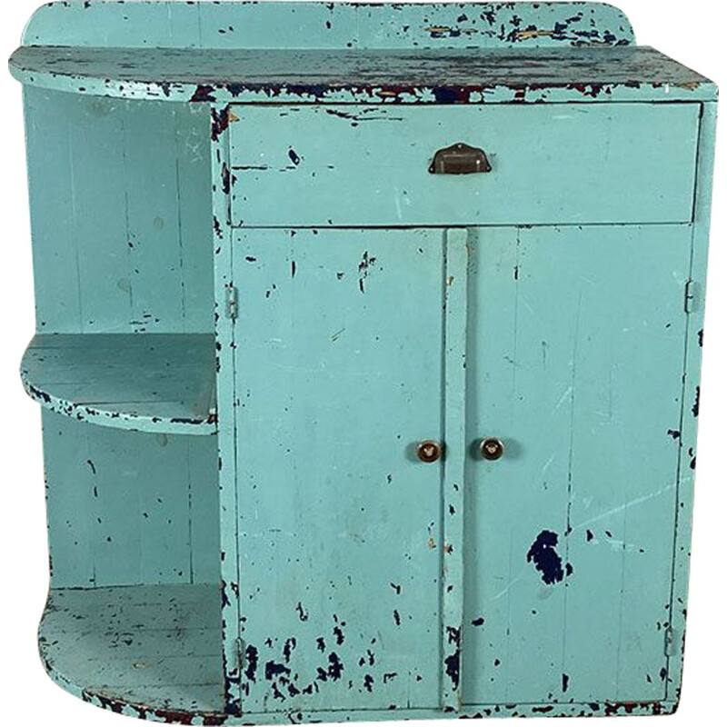 Vintage blue pine corner highboard