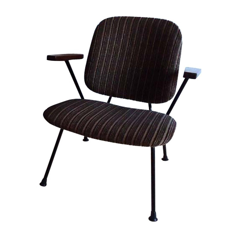 Kembo armchair in metal and brown velvet, W. GISPEN - 1960s