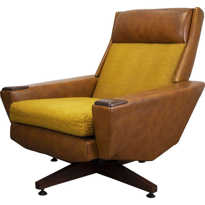 fauteuil vintage en cuir - brun