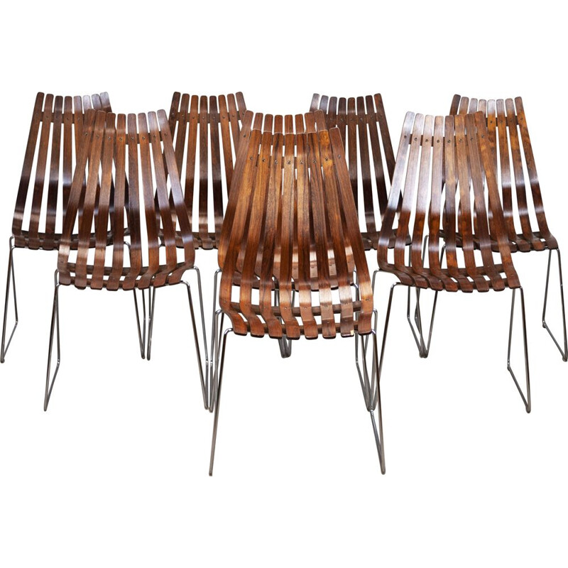 Ensemble de 8 chaises vintage en palissandre par Hans Brattrud pour Hove Møbler, 1960