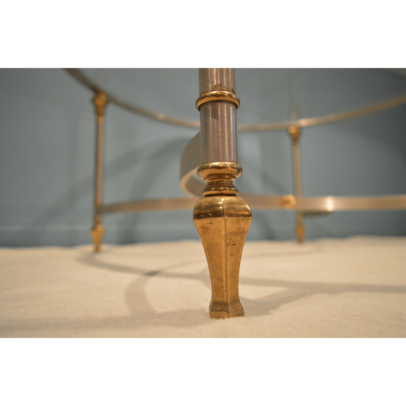 Coffee table Maison Jansen in steel and brass - 1970s