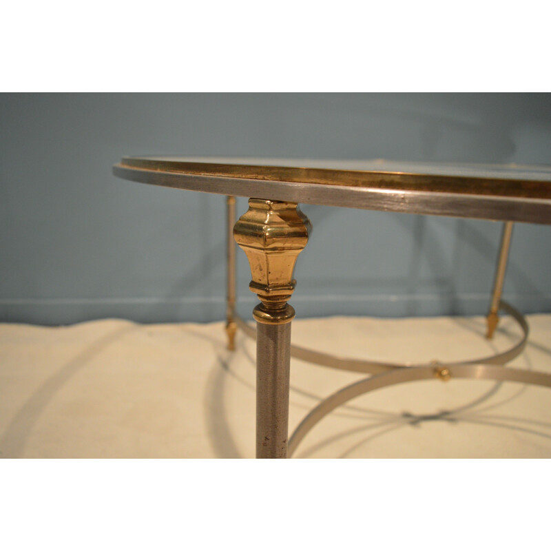 Coffee table Maison Jansen in steel and brass - 1970s