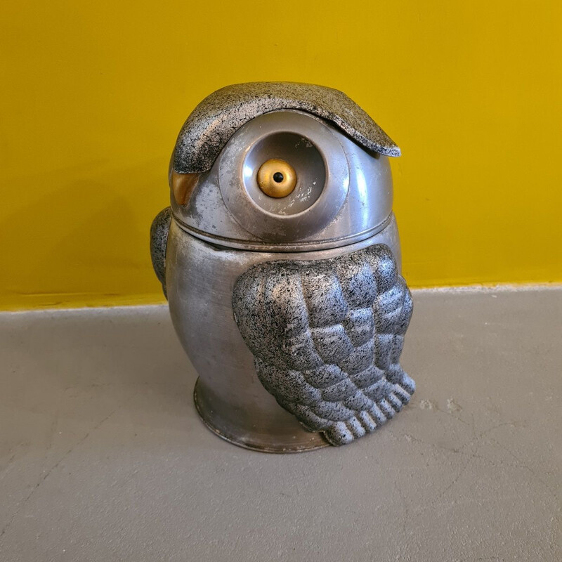 Vintage aluminum and plastic owl cooler, 1970