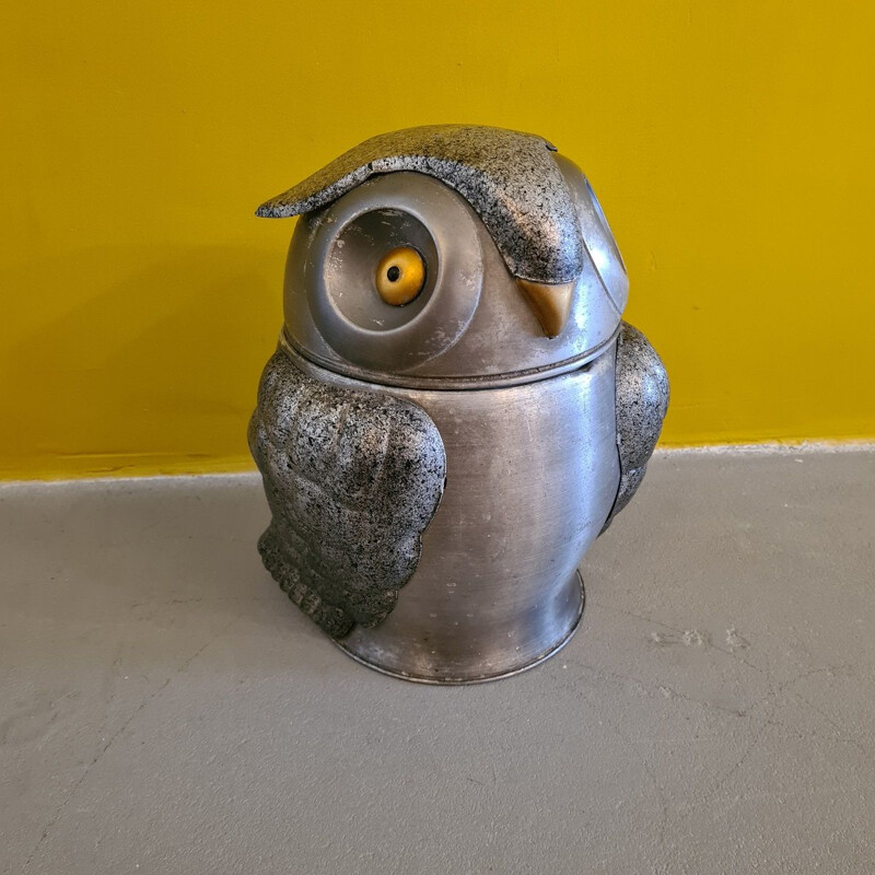 Vintage aluminum and plastic owl cooler, 1970