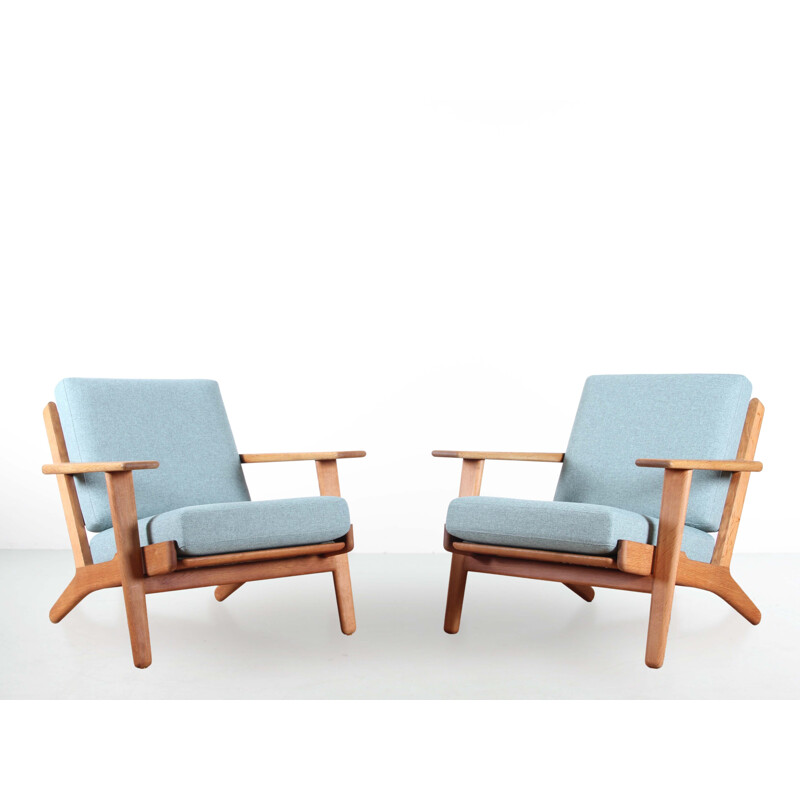 Paar vintage scandinavische Ge 290 fauteuils van Hans Wegner voor Getama