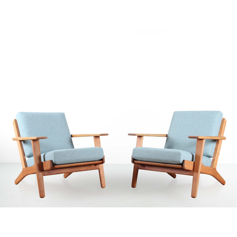 Pareja de sillones escandinavos vintage Ge 290 de Hans Wegner para Getama