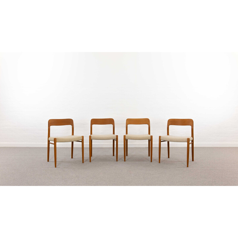 Set of 4 vintage teak chairs model No75 by Niels O. Möller for J.L. Möller, Denmark 1954