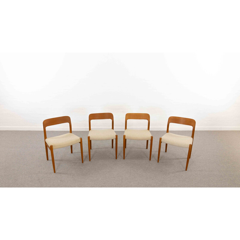 Set of 4 vintage teak chairs model No75 by Niels O. Möller for J.L. Möller, Denmark 1954