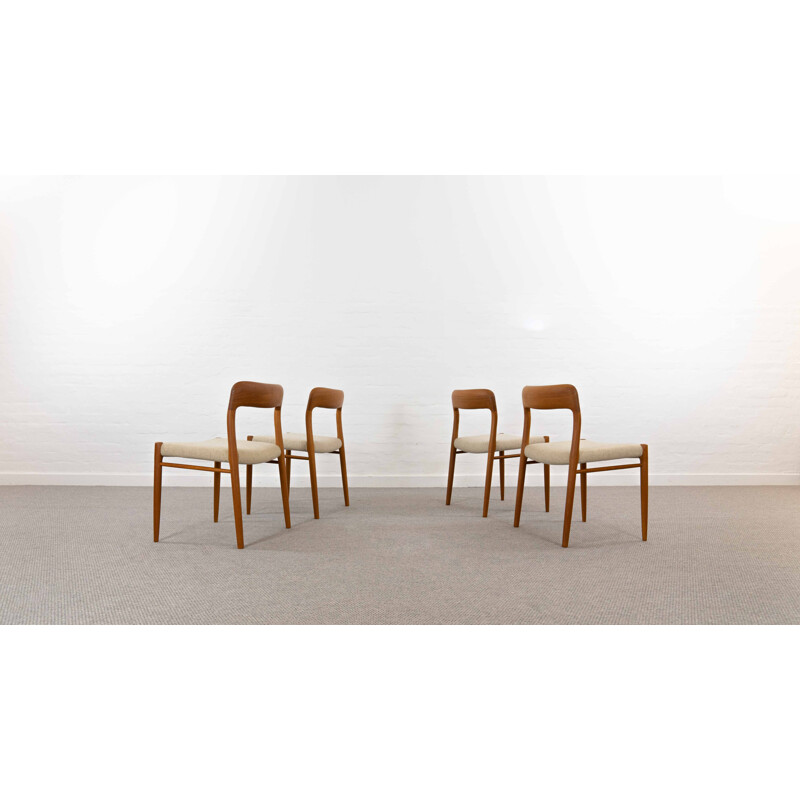 Set of 4 vintage teak chairs model No75 by Niels O. Möller for J.L. Möller, Denmark 1954