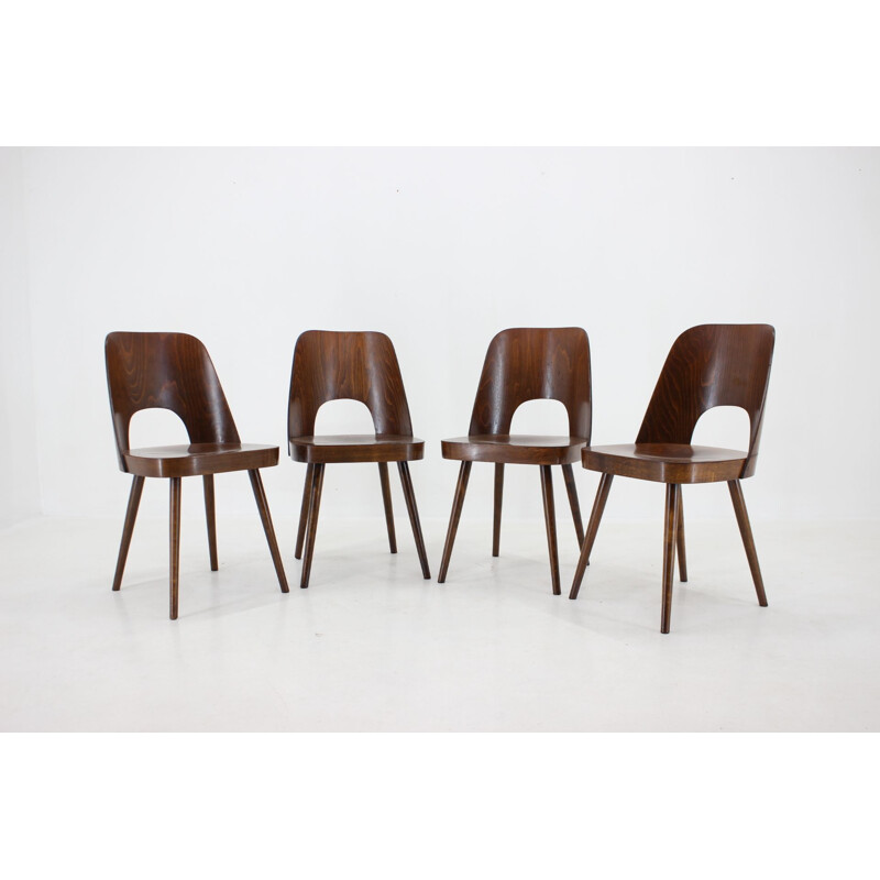 Set of 4 vintage beechwood chairs by Oswald Haerdtl, Czechoslovakia 1960