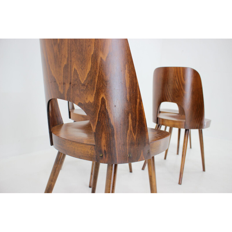 Set van 4 vintage beukenhouten stoelen van Oswald Haerdtl, Tsjechoslowakije 1960