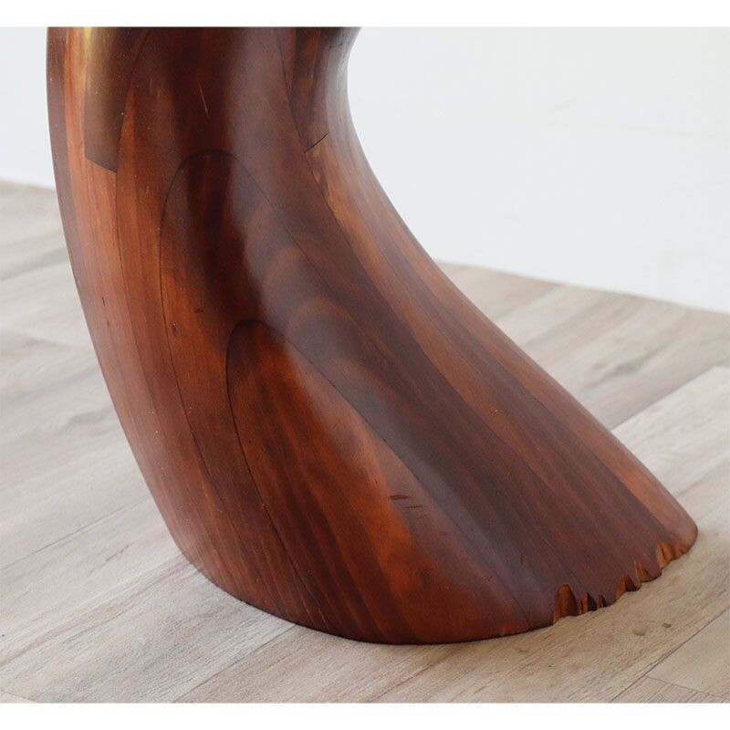 Vintage solid wooden whale fin stool by Polyte Solet