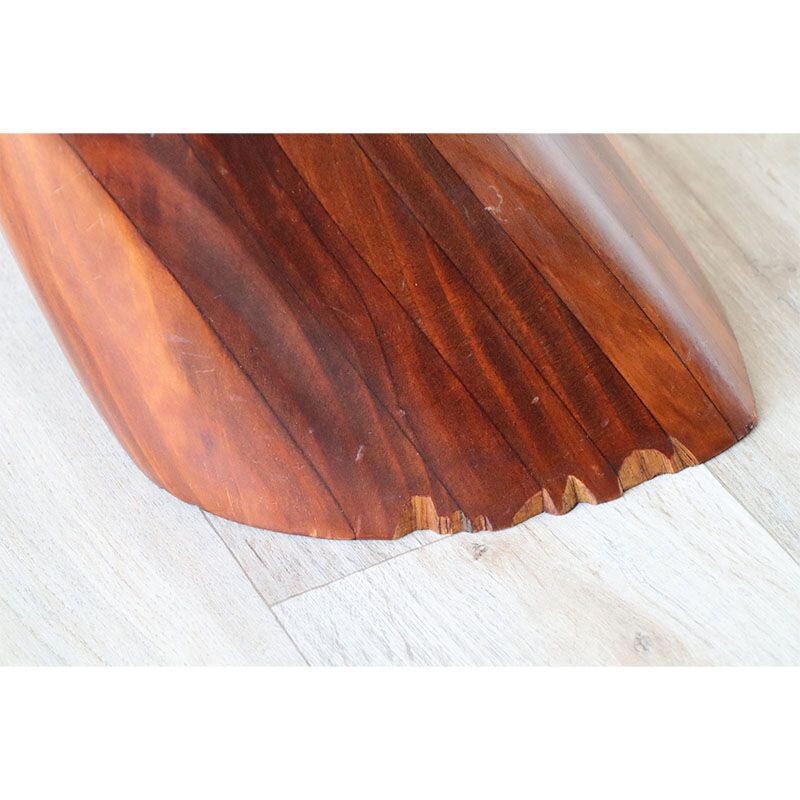 Vintage solid wooden whale fin stool by Polyte Solet