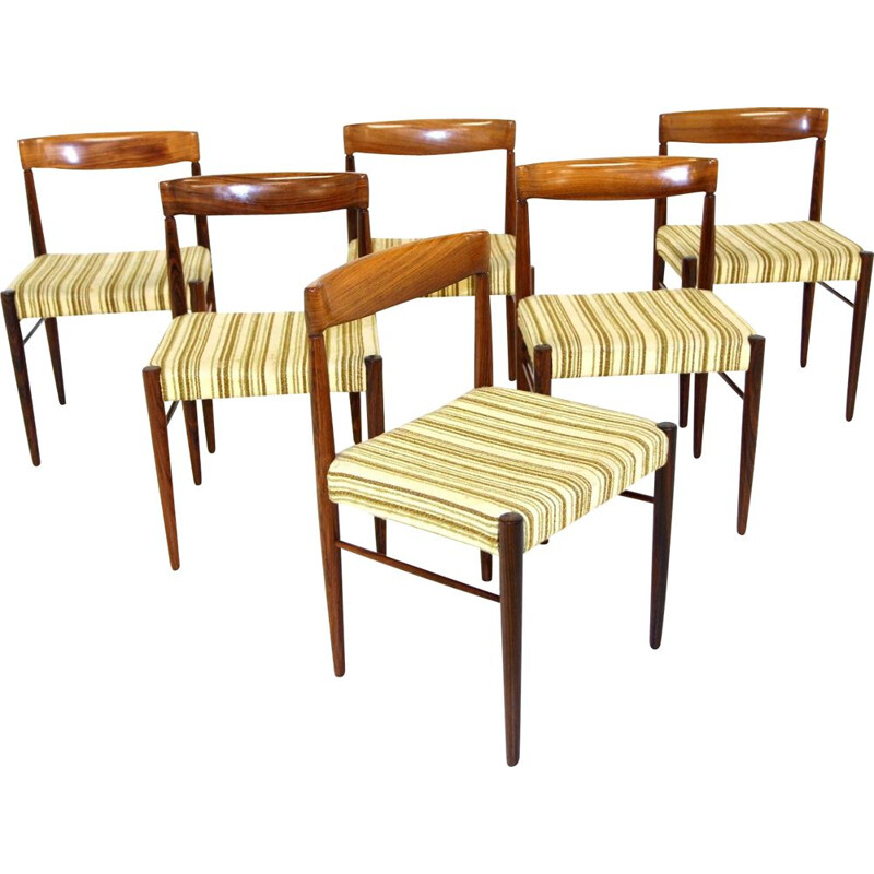 Set of 6 vintage rosewood chairs by H W Klein for Bramin, Denmark 1960s