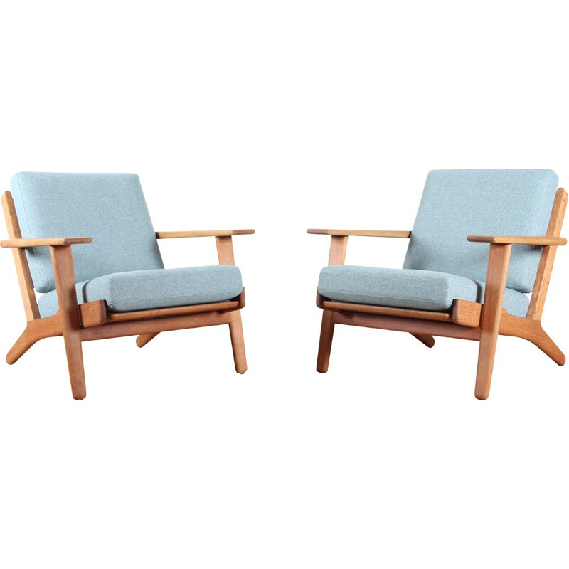 Paar vintage scandinavische Ge 290 fauteuils van Hans Wegner voor Getama