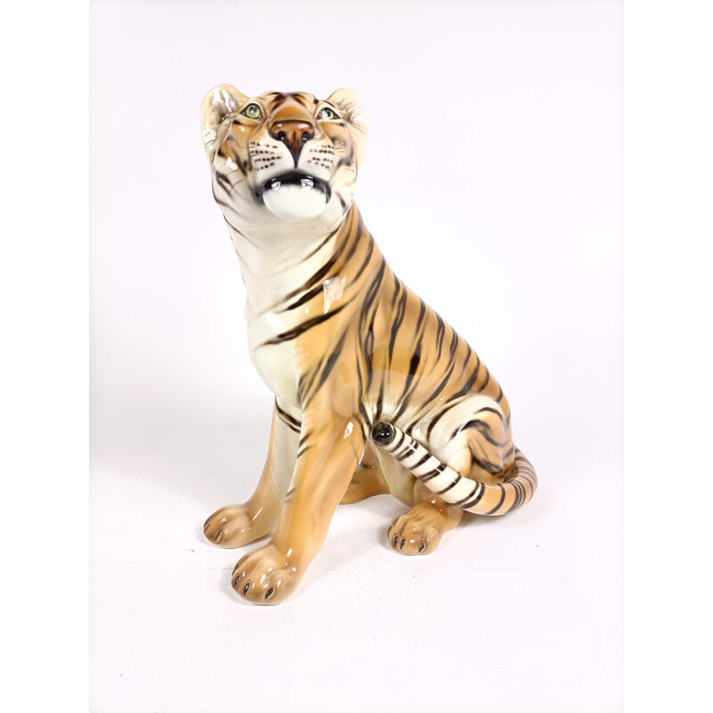 Tigre in ceramica vintage, Italia 1970