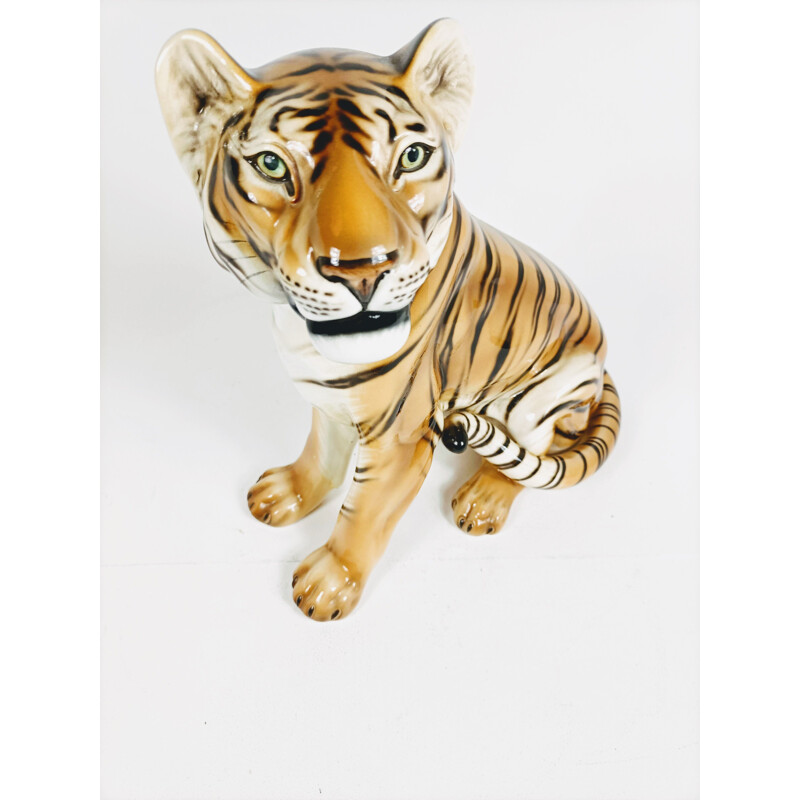 Vintage ceramic tiger, Italy 1970