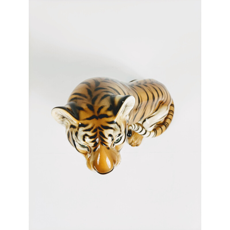 Tigre in ceramica vintage, Italia 1970