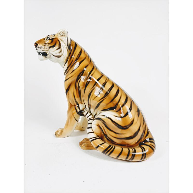 Vintage ceramic tiger, Italy 1970