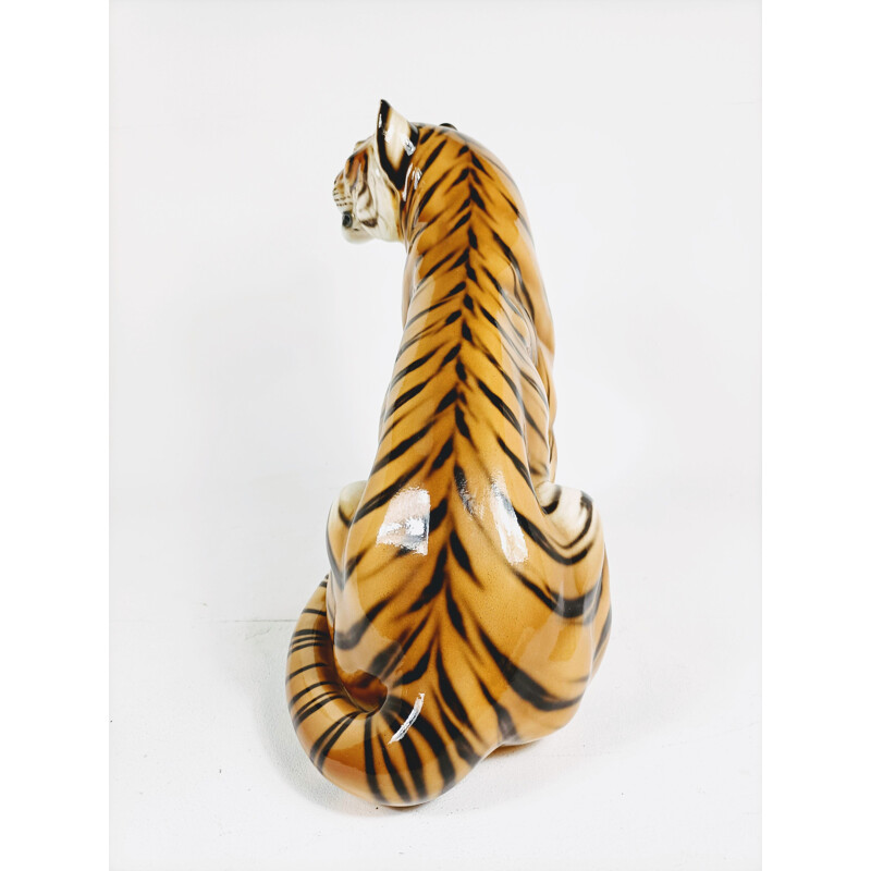 Tigre in ceramica vintage, Italia 1970