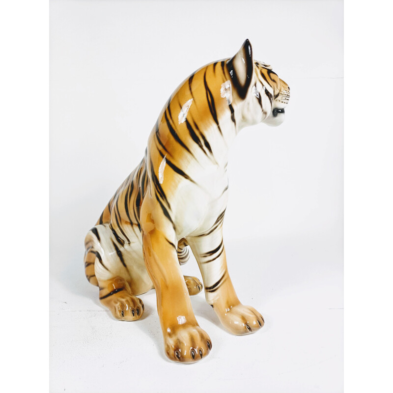 Tigre in ceramica vintage, Italia 1970