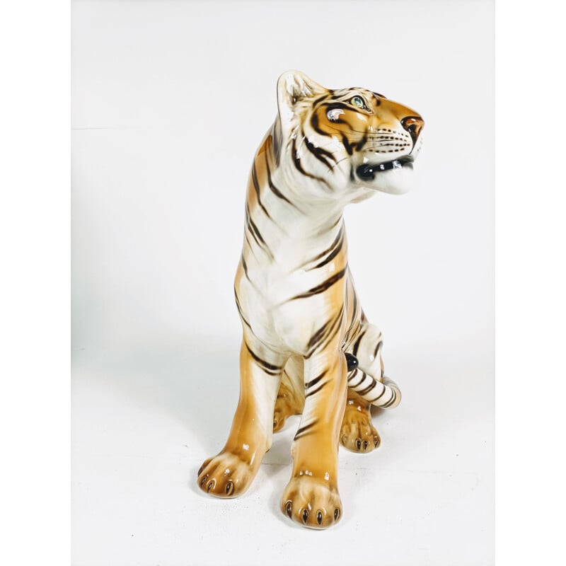 Tigre in ceramica vintage, Italia 1970