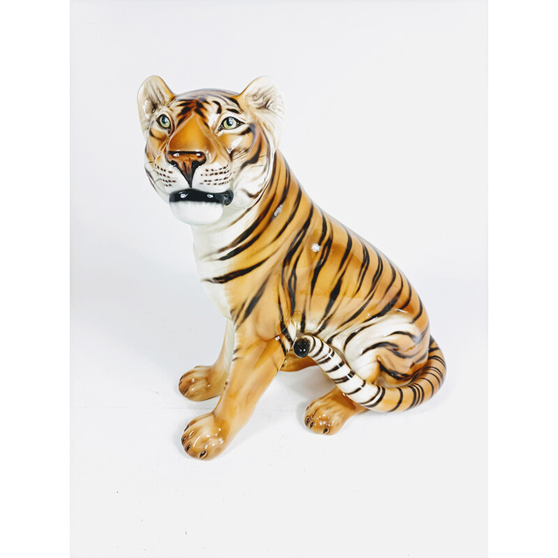 Tigre in ceramica vintage, Italia 1970