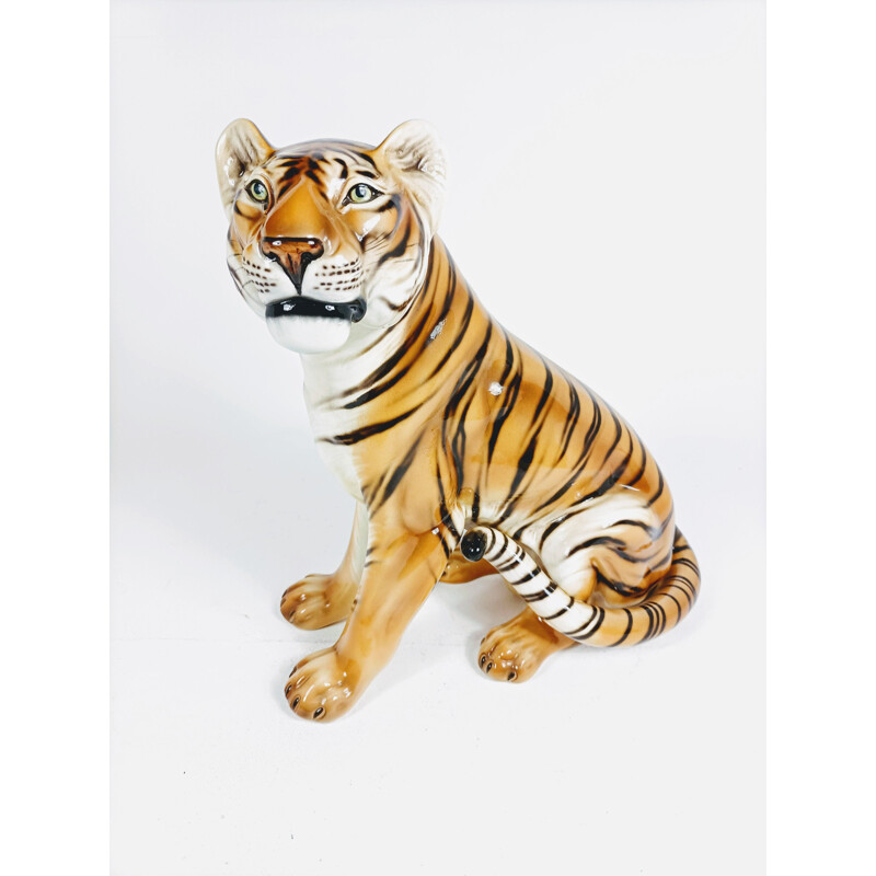 Vintage tigre de cerâmica, Itália 1970