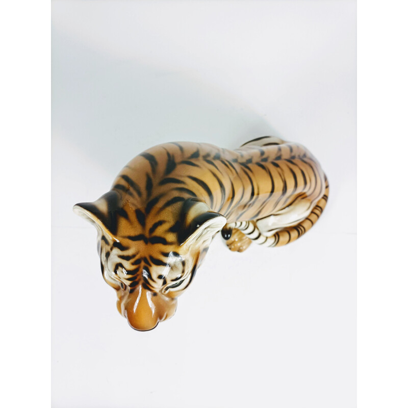 Tigre in ceramica vintage, Italia 1970