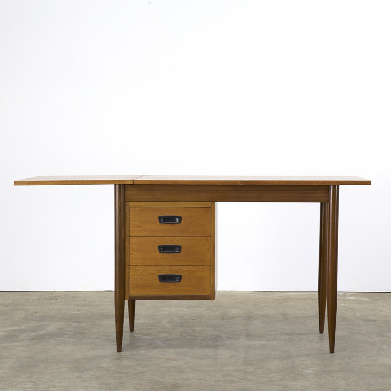 Vintage drop leaf desk in teak - 1960s