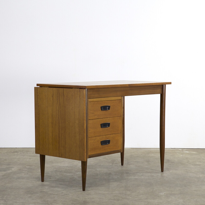 Vintage drop leaf desk in teak - 1960s