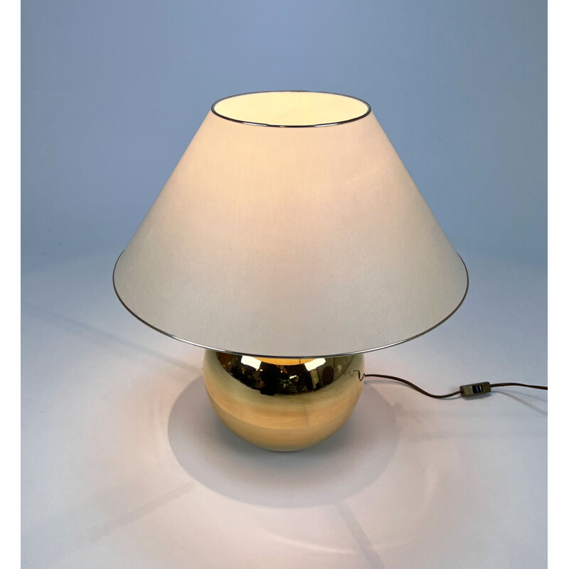 Lampe vintage en céramique plaquée or par Bellini, Italie 1970