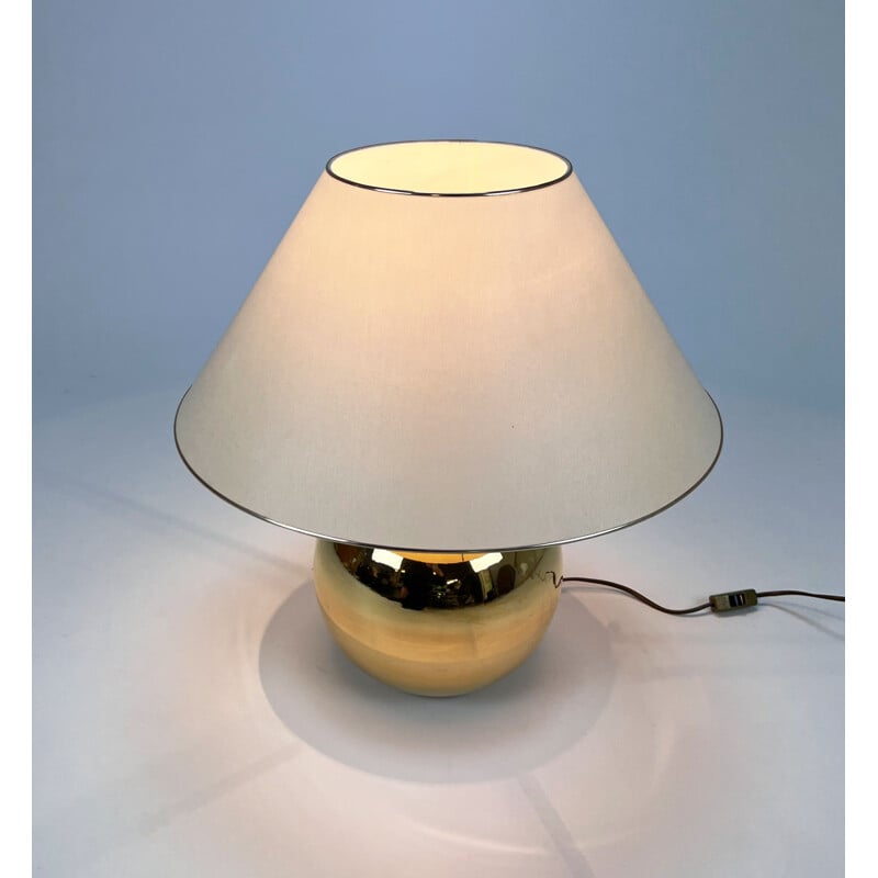 Vintage gold plated ceramic lamp by Bellini, Italy 1970s