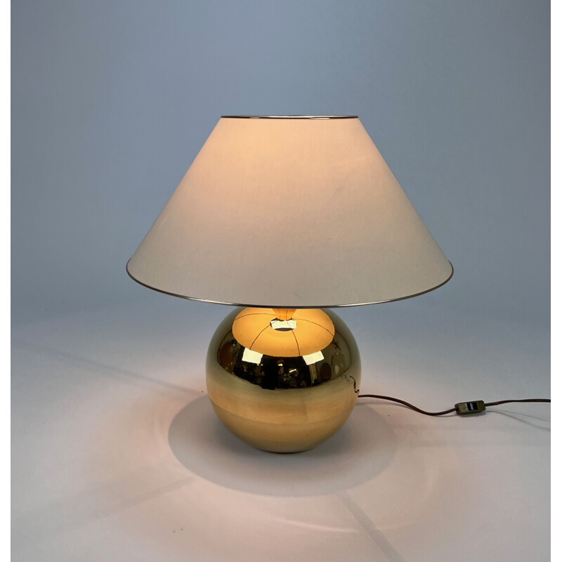 Vintage gold plated ceramic lamp by Bellini, Italy 1970s