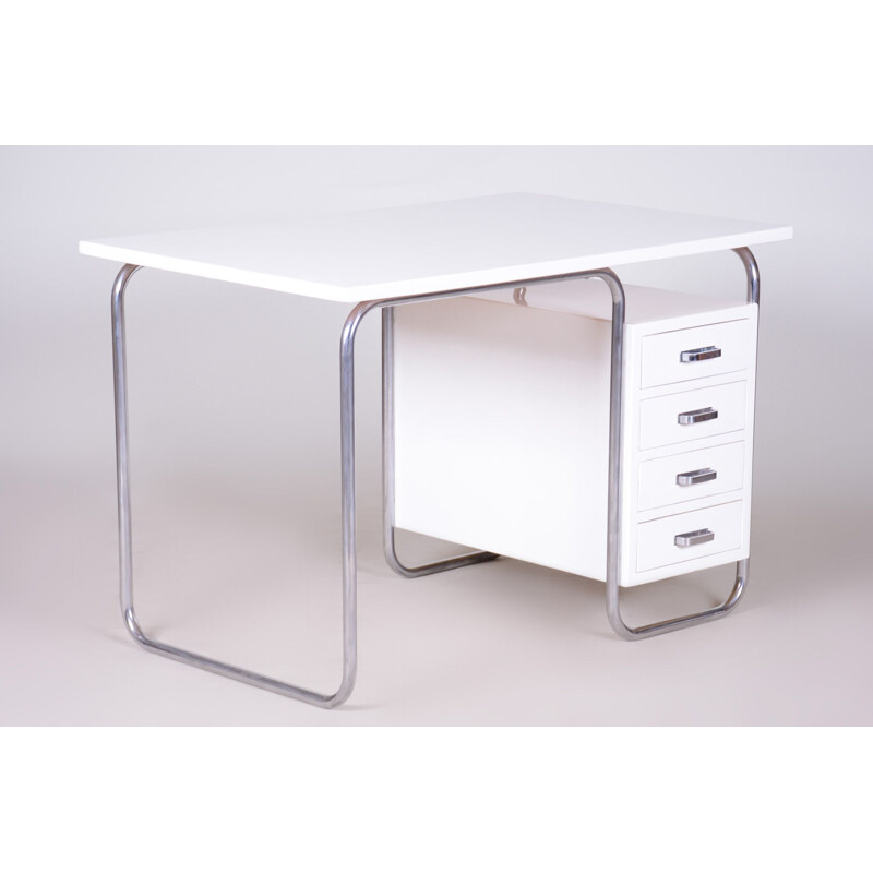 Mesa bauhaus de latão branco Vintage de Robert Slezak para Fábricas Slezak, Alemanha 1930