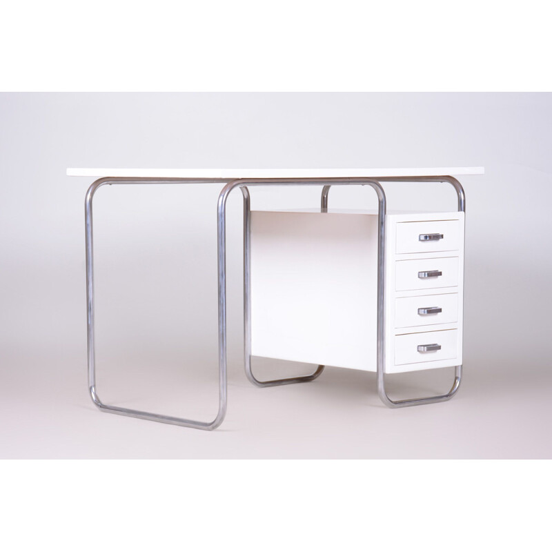 Mesa bauhaus de latão branco Vintage de Robert Slezak para Fábricas Slezak, Alemanha 1930