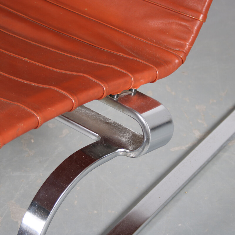 Pair of vintage chromed metal armchairs Pk20 by Poul Kjaerholm for E. Kold Christensen, Denmark 1960