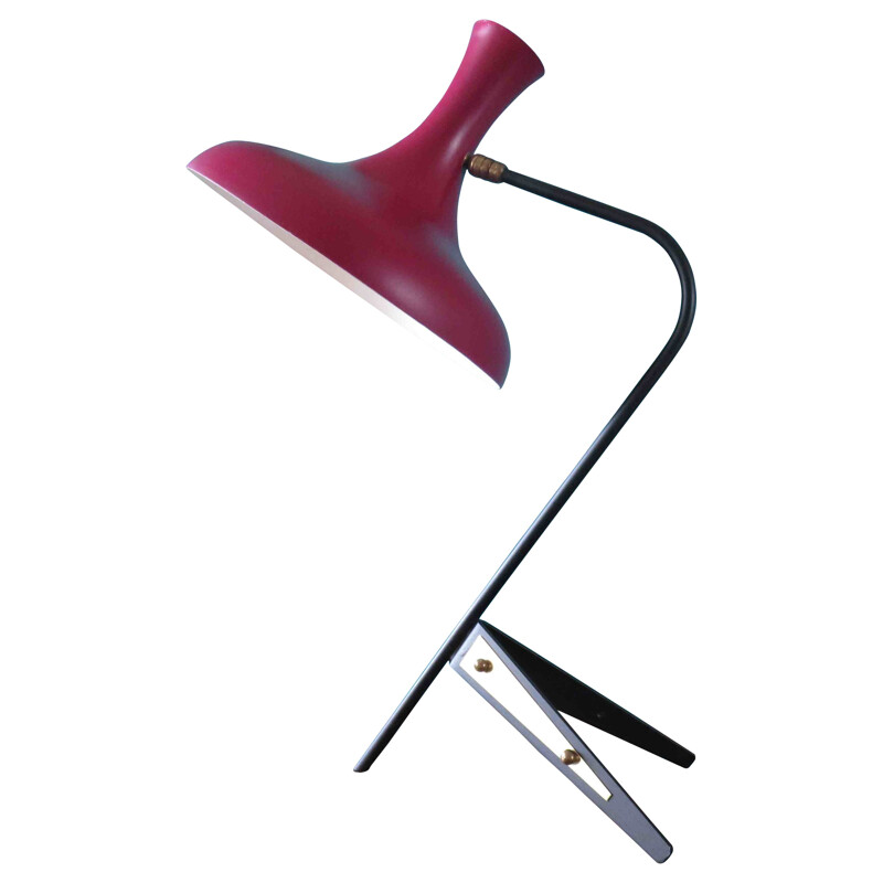 Lamp in lacquered metal raspberry - 1950s