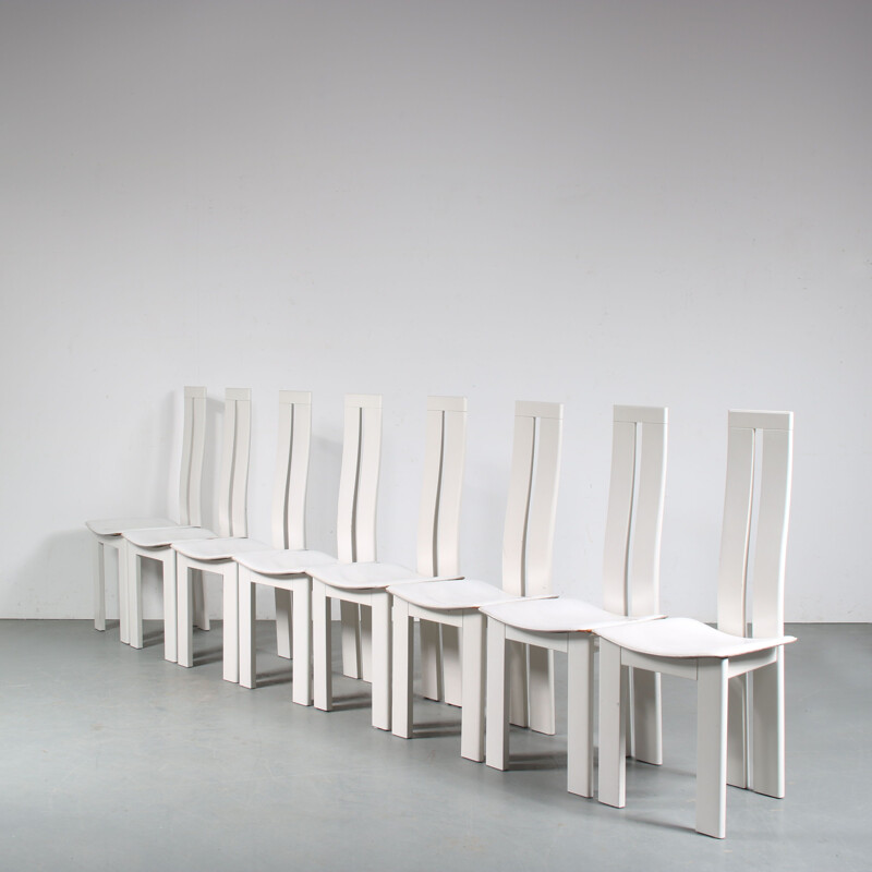 Set of 8 vintage dining chairs by Pietro Costantini for Ello, Italy 1980s