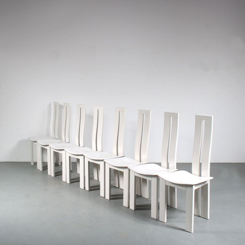 Conjunto de 8 sillas vintage de Pietro Costantini para Ello, Italia 1980