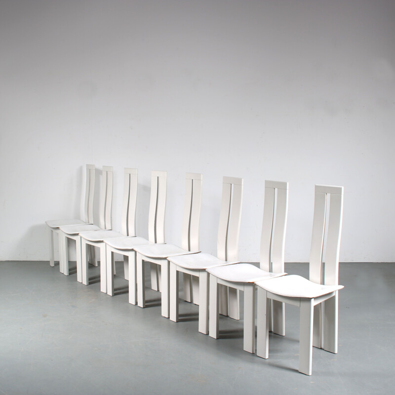 Set of 8 vintage dining chairs by Pietro Costantini for Ello, Italy 1980s