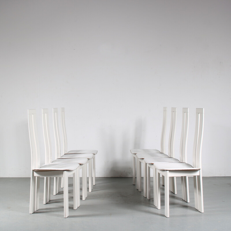 Conjunto de 8 cadeiras vintage de Pietro Costantini para Ello, Itália 1980