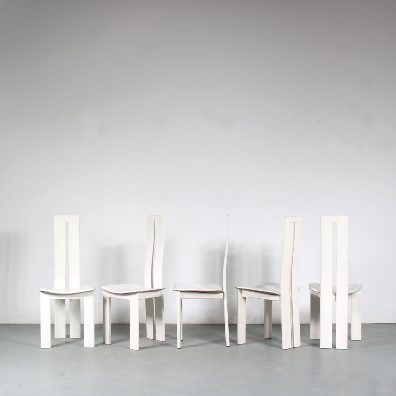 Set of 8 vintage dining chairs by Pietro Costantini for Ello, Italy 1980s