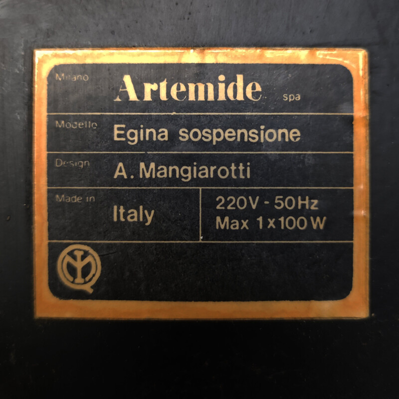 Artemide Egina 38 lámpara de suspensión vintage de Angelo Mangiarotti, Italia 1970
