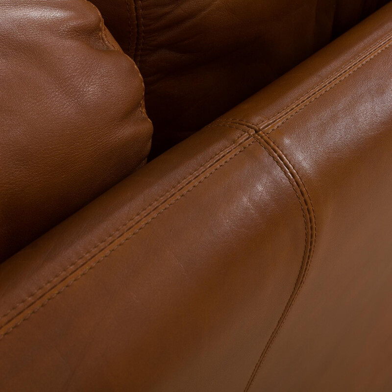 Sofá vintage de 3 plazas en piel marrón de Tobia Scarpa para C