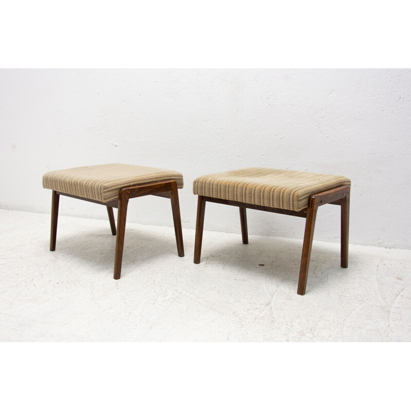 Pair of vintage beechwood stools, Czechoslovakia 1960