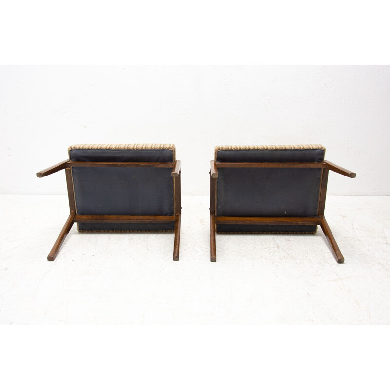 Pair of vintage beechwood stools, Czechoslovakia 1960